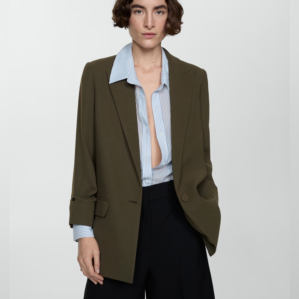 Mango Tailored Jacket with Turndown sleeves